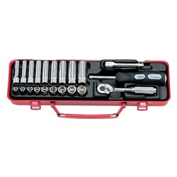 SOCKET SET 1/4DR 6PT STD & DEEP 21PCS