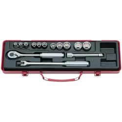 SOCKET SET 3/8DR-12PT 8-22MM (14PCS)