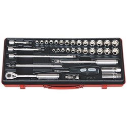 35PC 3/8"DR MTRC&AF SOCKET SET (9 - 22MM & 5/16" - 7/8"AF) KO3279AM