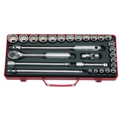 SOCKET SET 1/2DR-12PT 10-32MM (28PCS)