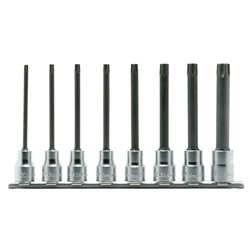 8PC 3/8"DR TORX INHEX SKT SET (T20-T55) (L100) ON RAIL KORS3025/8-L100R