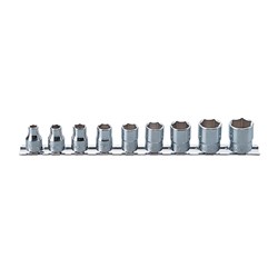 SOCKET SET ON RAIL 3/8DR 1/4-3/4AF 9PC.