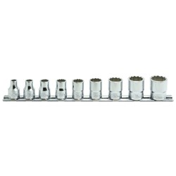 9PC 3/8"DR 12PT SOCKET SET (1/4"- 3/4")  ON RAIL KORS3405A/9