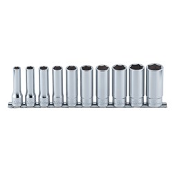 SOCKET SET ON RAIL 1/2DR -DEEP 10PCS