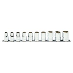 10PC 1/2"DR 12PT METRC SKT SET (10MM - 22MM)  ON RAIL KORS4405M/10