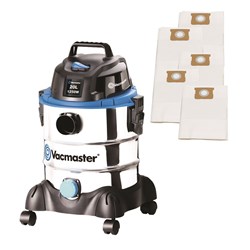 VMVQ1220SS-P - Vacmaster Wet & Dry 20L Vacuum Plus 5 x Filter Bags