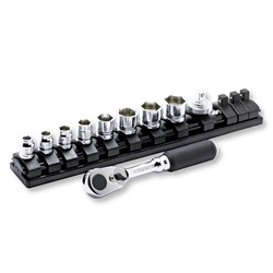 Ko-ken Z-Series 2285ZE - 1/4" DR 6 Point Metric Socket Set - 10 Piece on Magnetic Rail