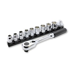 Ko-ken Z-Series 4285ZE - 1/2" DR 6 Point Metric Socket Set - 11 Piece on Magnetic Rail