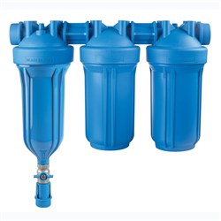 Hydra TRIO 10" BIG Blue Self Cleaning Coarse Sediment Filter 90Mic S Steel Mesh Screen 1.5" Brass