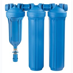 Hydra TRIO 20" BIG Blue Self Cleaning Coarse Sediment Filter 90Mic S Steel Mesh Screen 1.5" Brass