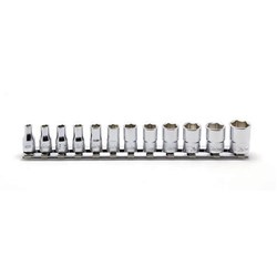 KORS2400M/12 - Koken Socket Set on Rail 1/4" Drive 4-14mm 6 Point 12 Pieces