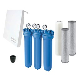 Atlas Filtri Whole House PFAS TRIO Kit Inc. 2 PFAS & 10Mic Pleated CartridgeS 54LPM MARIC Valve