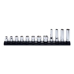 Ko-ken Z-Series KORS3X00MZ/12 3/8" Drive 12 Piece Socket Set on Rail - Standard & Deep (8MM-19MM)