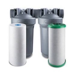 Atlas Filtri WHMDUO10BIG1INSANICCARBON DP Duo SANIC Series 10" BIG Whole House Kit with 5 Micron Cartridges