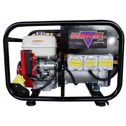 Dunlite 8 kVA Honda Powered generator RCD Outlets with Electric Start
