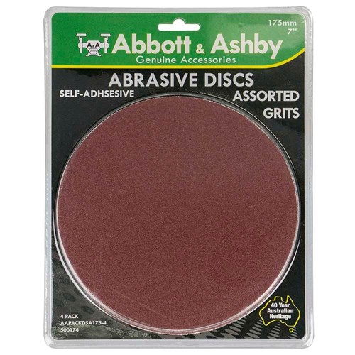 DISC ALUMINIUM OXIDE 175MM SELF ADHESIVE- VARIOUS GRITS 4 PACK