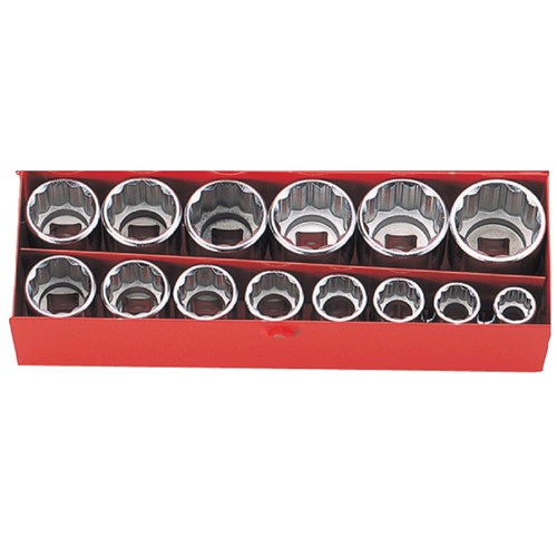 SOCKET SET 3/8DR-12PT 1/4-7/8 AF (14PCS)