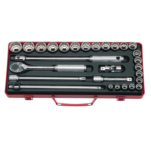 SOCKET SET 1/2DR-12PT 10-32MM (28PCS)
