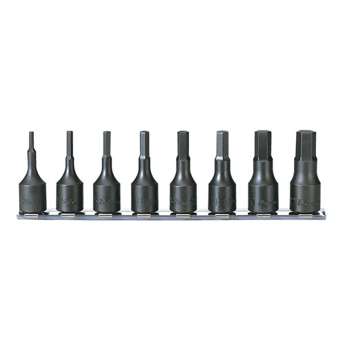 SOCKET SET ON RAIL-INHEX 3/8DR, 1/8-1/2 AF (8PC)