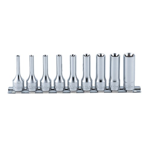 SOCKET SET ON RAIL 3/8DR 9PC E4-E16 DEEPL