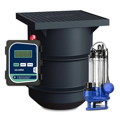 BIA-ICON250PSFB120GS2-ALM - Sewage Pump Station Kit inc Grinder Pump, 250L Tank & Alarm