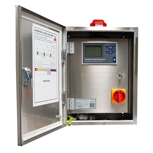BIA-NXT-DPC3-75-PRO-SS - Dual Pump Control Panel 415V 5.5 - 7.5kW - Dual Door Inc Ext Isolator