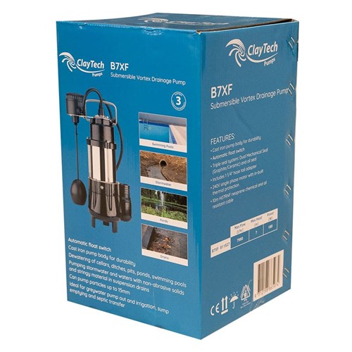 Claytech B7XF - Drainage Pump with Fixed Float 7m Head 133 L/min