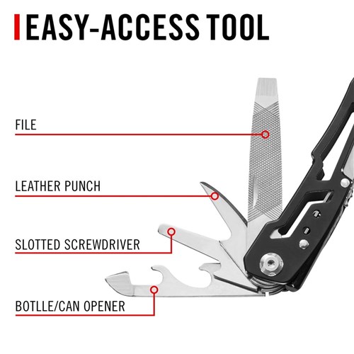 Coast CT220 Stainless Steel Multi-Tool with 11-in-1 Implements & Safety Lock Design