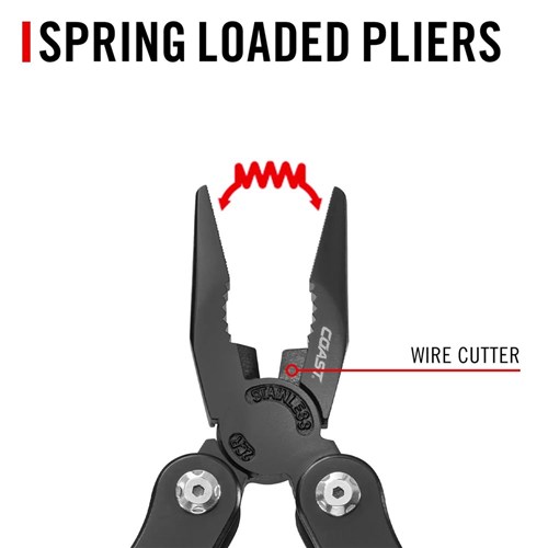Coast CT225 Black Frame Stainless Steel Multi-Tool with 11-in-1 Implements & Spring Loaded Pliers