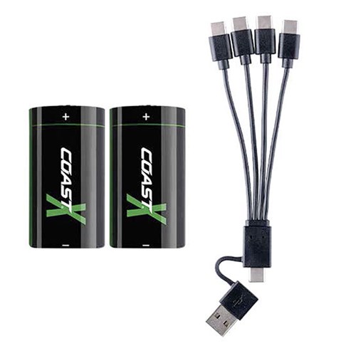 Coast ZXCR123 2-Pack Zithion-X USB-C Rechargeable (9V or C) Battery Pack